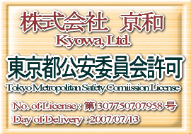 Tokyo Metropolitan Safety Comiission License - sψ - No. of LicenseF307750707958   Day of DeliveryF2007/07/13